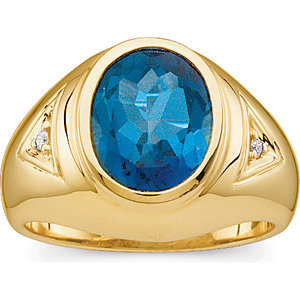 Gents Genuine London Blue Topaz & Diamond Ring 62162:255069:P